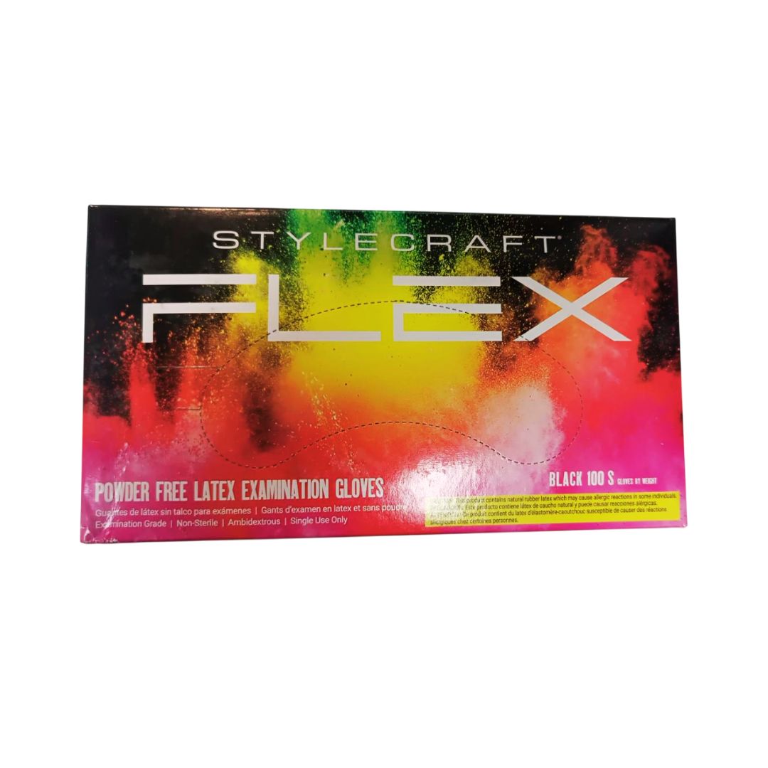 STYLECRAFT FLEX LATEX GLOVES BLACK (M)