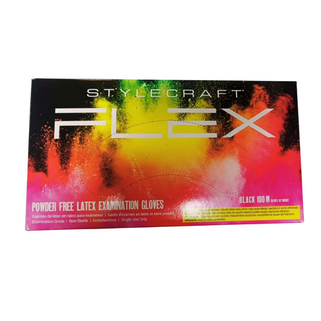 STYLECRAFT FLEX LATEX GLOVES BLACK (M)