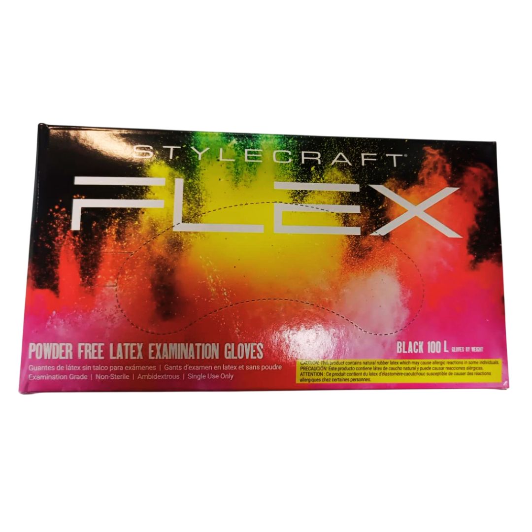 STYLECRAFT FLEX LATEX GLOVES BLACK (M)