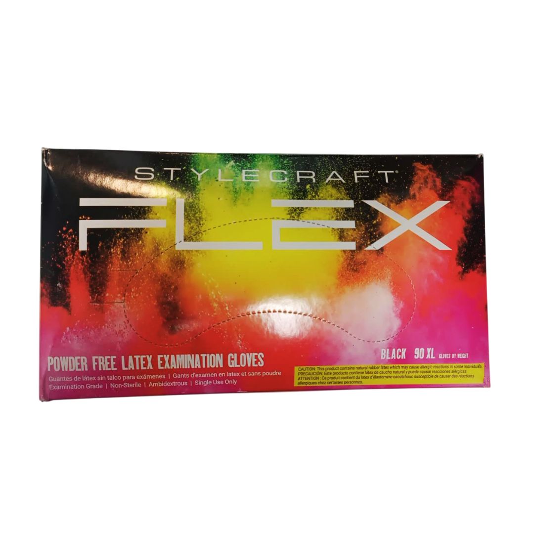 STYLECRAFT FLEX LATEX GLOVES BLACK (M)